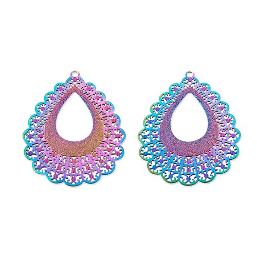 50pcs Multi-color 201 Stainless Steel Filigree Pendants Dangle Charms 35~98.5mm - Picture 39 of 61