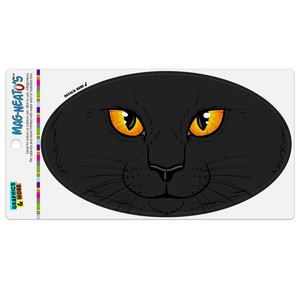 Black-Cat-Face-Pet-Kitty-Car-Euro-Oval-Magnet