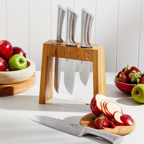 Baccarat Damashiro Mizu Knife Block 7 Piece Oak - Picture 3 of 5