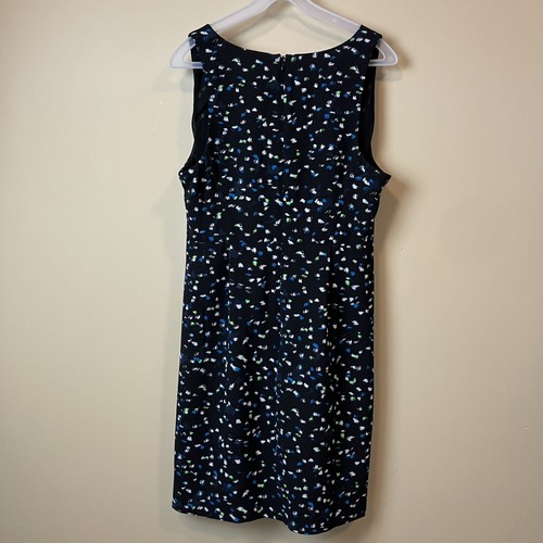 J.CREW Painted Dot Dress Black Blue Green White V-Neck Pleated C3871 Size 8 - Picture 4 of 12