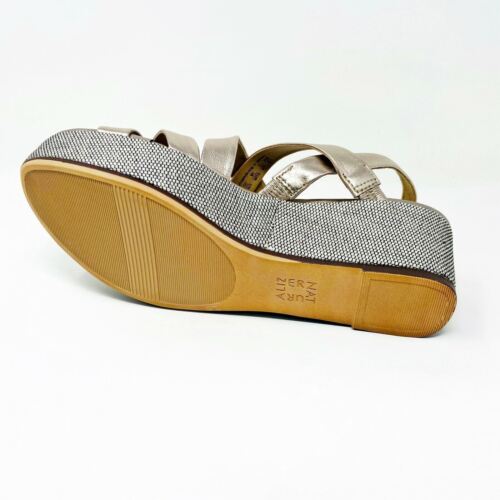 Naturalizer Unique Light Bronze Leather Womens Strap Wedge Sandals - Picture 5 of 5