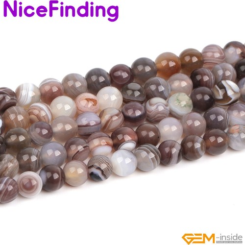 Natural Round Smooth Botswana Agate Gemstone Beads For Jewellery Making 15" DIY - Picture 36 of 57