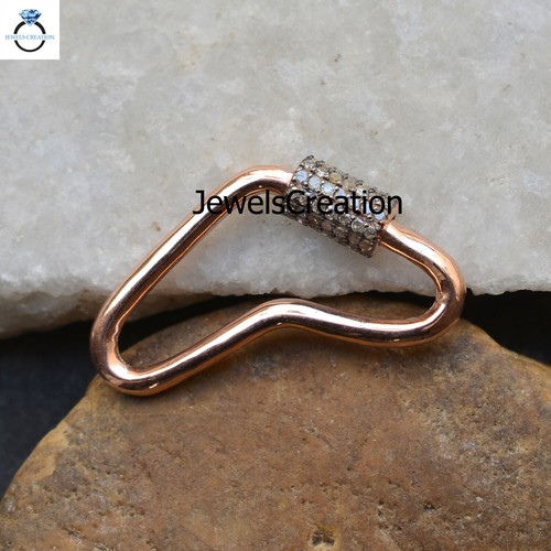 Pave Diamond Carabiner Lock Clasp 925 Silver Findings 14k Gold Vermeil Jewelry - Picture 10 of 10