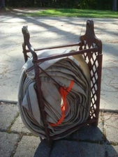 Vintage 1910 W. D. Allen Mfg. Co. FIRE HOSE RACK Holder & Decomissioned Hose