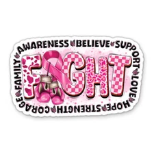 Fight Breast Cancer Believe Awareness Vinyl Sticker - Phone Car