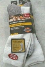 Dickies Non Binding Crew Socks, Dickies Mens Socks 13550, 2 Pair White 6-12
