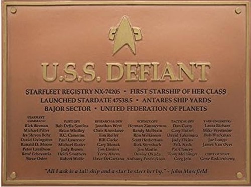 USS Defiant DS9 Dedication Plaque Star Trek Eaglemoss Replica Prop *Read*