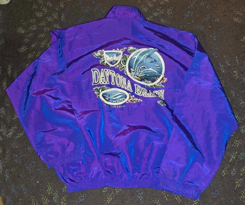Vtg Surf Style Daytona Beach Florida 1/4 Zip Windbreaker Jacket BACK HIT - Picture 3 of 7