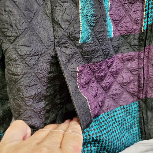 Erin Womens Jacket Size L Turquoise Black Full Zip Patchwork Quilted Pockets - Picture 3 of 9