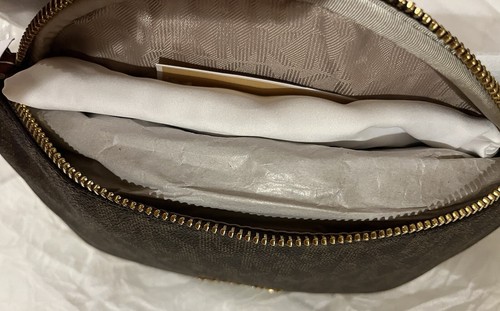 MICHAEL KORS RHEA ZIP 30T6GEZN5V SIGNATURE LOGO BELT BAG BROWN NEW - Picture 9 of 16