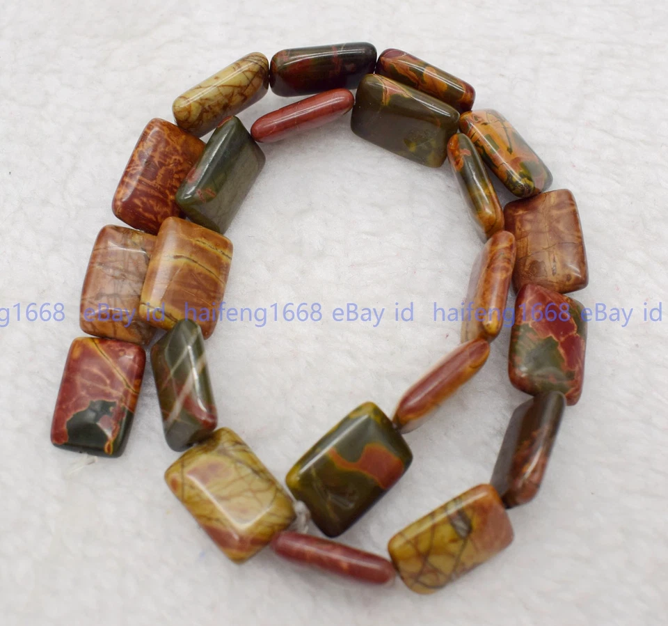 Großhandel 10x14mm Rechteck Mehrfarbig Picasso Jasper Edelstein Lose Perlen 38cm - Bild 4 von 4