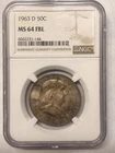 1963-D Franklin Half Dollar, NGC MS-64 FBL