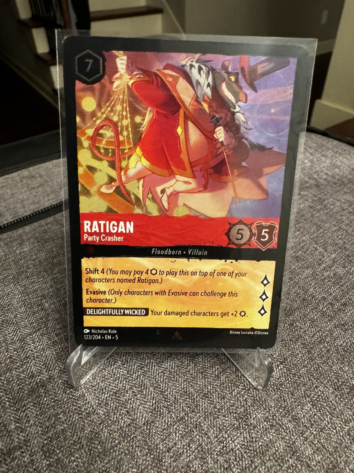 Lorcana Ratigan - Party Crasher - 123/204 - Rare - Cold Foil NM Shimmering Skies