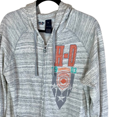 Sudadera con capucha cremallera completa Harley-Davidson Motorcycles chaqueta estrás brillante - Imagen 6 de 12