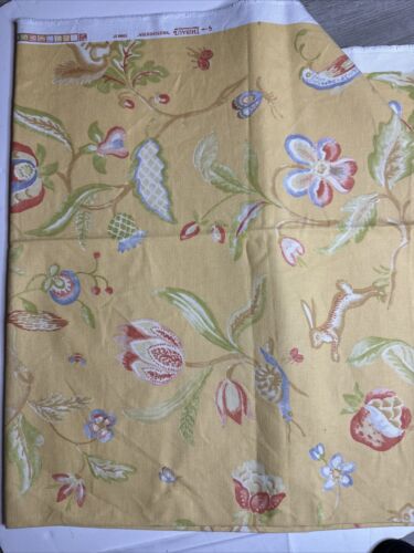 Thibaut Yellow Winchester Home Decor Fabric 1 1/4 Yds Fox Floral Heavy - Picture 5 of 6