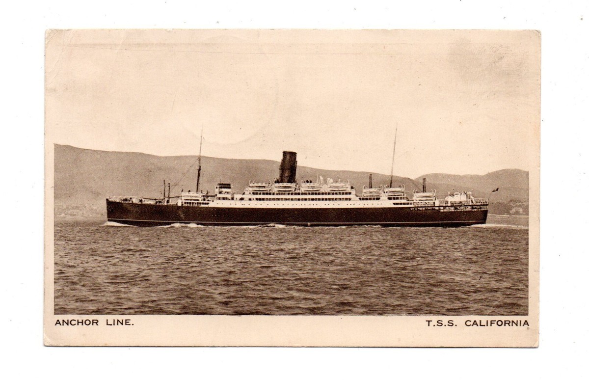 TSS CALIFORNIA AT SEA ~ ANCHOR SHIP LINE ~ used USA 1939 | eBay