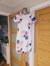 Joules Riviera Striped Floral Patterned Short Sleeve T Shirt Dress Size Uk 12