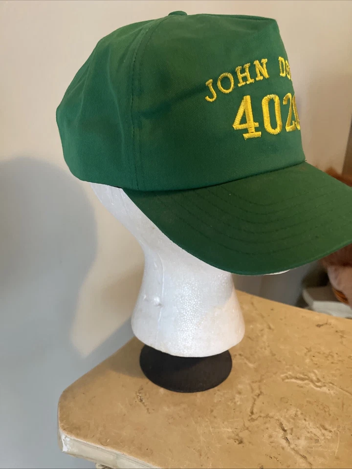 John Deer Cap One Size Fits All Adult 4020 Vintage Cotton Green Stitched - Image 3 of 4