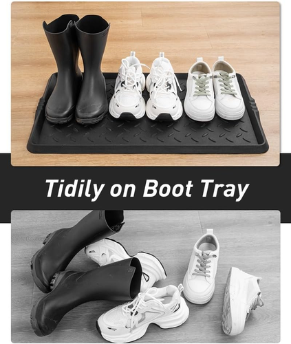 Heavy Duty Rubber Boot Tray 16X27.5 Inches Waterproof Indoor Outdoor Mat - Picture 3 of 12