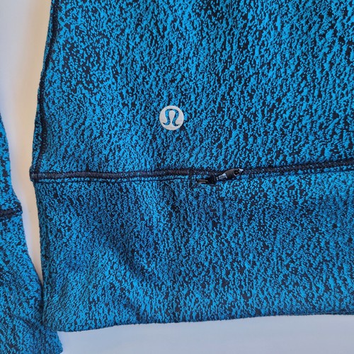 Lululemon Rush Hour 1/2 Zip Running Spray Jacquard Shocking Blue Black Sz 6 - Picture 7 of 11