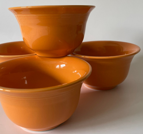 Set of 4 ~ RETIRED Fiesta 4" TANGERINE Orange BOUILLON BOWL 7oz Fiestaware - Picture 3 of 14