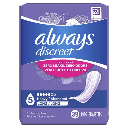 Always Discreet Incontinence Pads, Heavy Absorbency, Long, 39 Ct - Picture 3 of 11