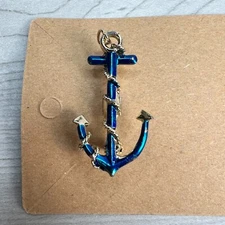 Vintage Gerry's Brooch Pin Blue Enamel Anchor Shape Rope Pinback Grandma's Pins