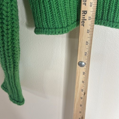 H&M ladies pullover cropped chunky knit vibrate green cozy sweater size small - Picture 9 of 11