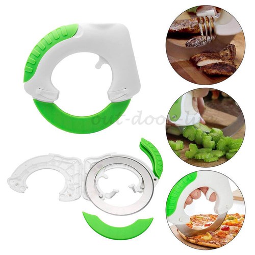 Cutter/Slicer Gemüse Pizza rund sicher und bequem grüner Griff Küche Smart Tool - Bild 2 von 6