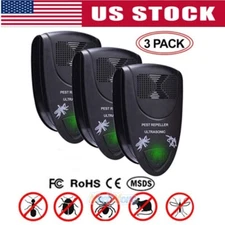3X Electronic Ultrasonic Plus Mosquito Rat Rodent Mice Bug Pest Plug-in Repeller