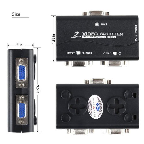 Hochauflösende 1 zu 2 Monitor Switch VGA Video Splitter Converter Adapter - Afbeelding 8 van 11