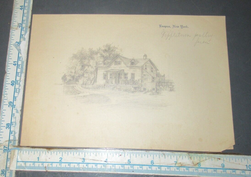 Antique Pencil Drawing of New York Farm House Esopus Appleton Poultry Farm - Picture 2 of 2