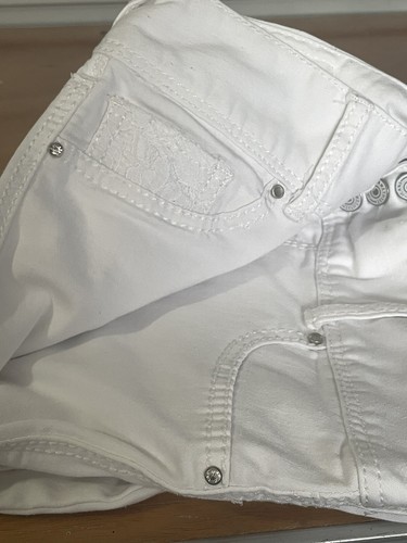 Y2K Amethyst Jeans Womens White Low Rise Flare Leg Distressed Denim Preppy Vtg - Picture 5 of 11