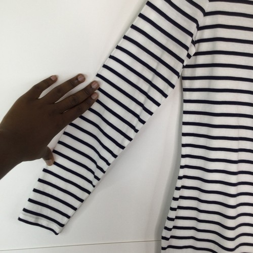 Boden Shirt Women Size 4 Black White Striped Snowman Long Sleeve Pullover NWT - Picture 4 of 11