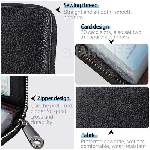 22 card Wallet Business Case Purse Mini Leather Credit Card Holder RFID Blocking - Picture 7 of 9
