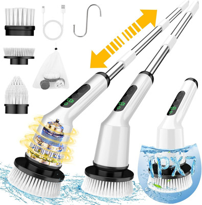 Electric Spin Scrubber Cordless Cleaning Brush with 3 Brush Heads