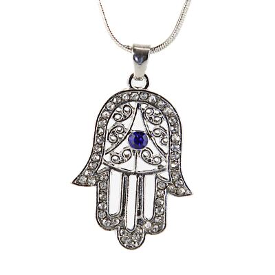 Weiße spirituelle Hamsa Halskette Hand Gottes böser Blick Charm Anhänger Fatima Judaica