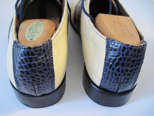 Stacy Adams Navy And Cream Leather Croc Print Lace Up Men's Shoes Size 8 M - Picture 5 of 6