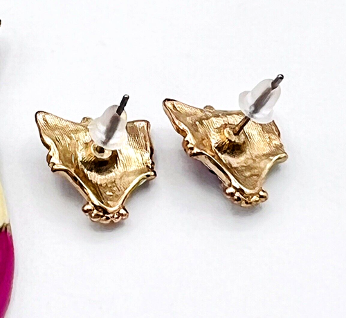 Betsey Johnson Foxy Fox Enamel Brooch Earrings Set M-0530 - Picture 7 of 10
