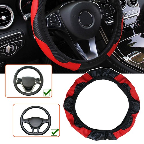 Red Leather Car Steering Wheel Cover Anti-slip Protector Accessories Universal - Picture 3 of 6