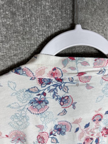 Garnet Hill Asian Wrap Organic Cotton Kimono Robe Womens Sz Large Floral Pockets - Picture 7 of 8