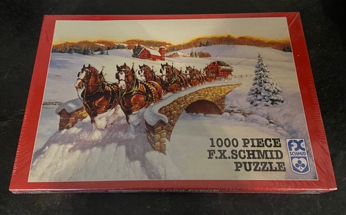 FX Schmid World Famous Budweiser CLYDESDALES 1000 pc Vintage Horse Puzzle