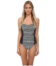 LA BLANCA ALEJANDRO OTS SWEETHEART MIO ONE PIECE SWIMSUIT BLACK WHITE SZ 12 119