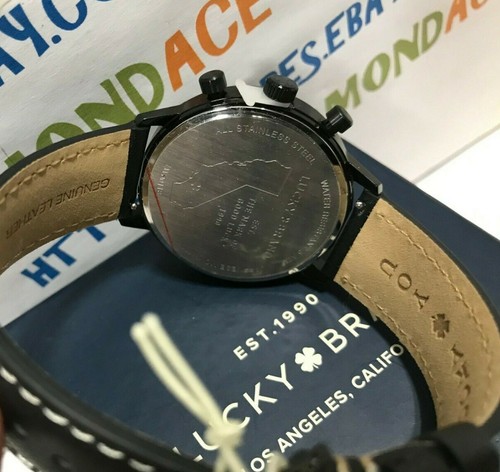 Reloj de cuero negro LUCKY BRAND 40 mm cronógrafo Fairfax carreras LW00118 NUEVO - Imagen 5 de 5