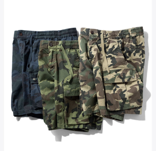 Pantaloncini cargo mimetici uomo vita elastica esercito militare mezzo pantalone - Foto 7 di 17