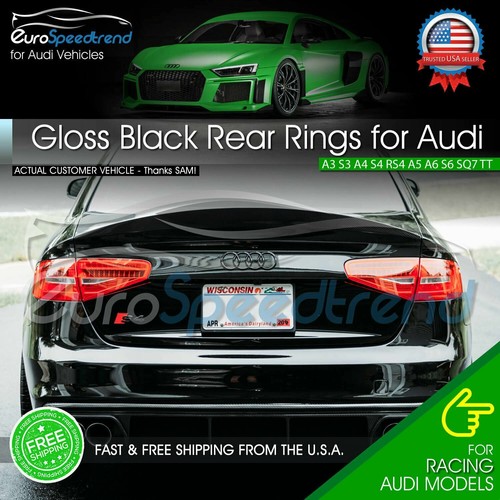 AUDI Rings Gloss Black Rear Trunk Lid Badge Logo Emblem for A1 A3 A4 S4 A5 S6 A6 - Picture 3 of 4