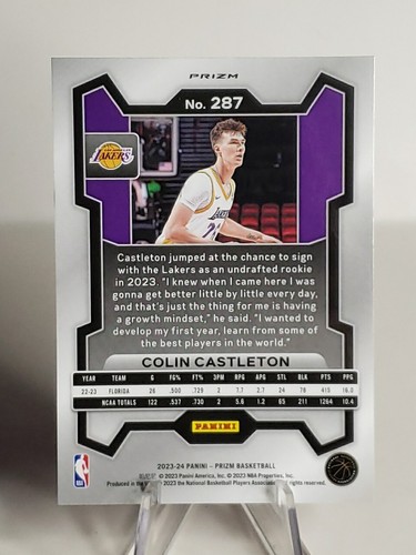 2023 Panini Prizm Colin Castleton Pink Cracked Ice Prizm Rookie LA Lakers RC - Bild 2 von 2