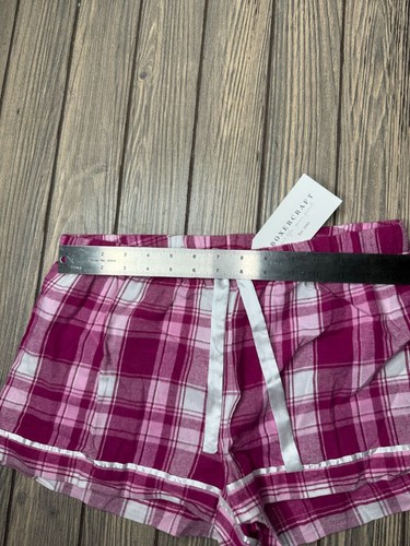 NWT Boxercraft Womens Plaid Lounge Shorts With Drawstring - Pink & White - Picture 4 of 4