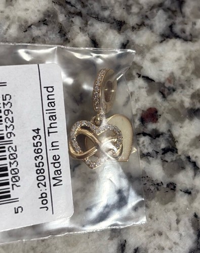 Authentic Pandora Retired Solid 14k Yellow Gold Sparkling Infinity Heart Charm - Picture 5 of 6