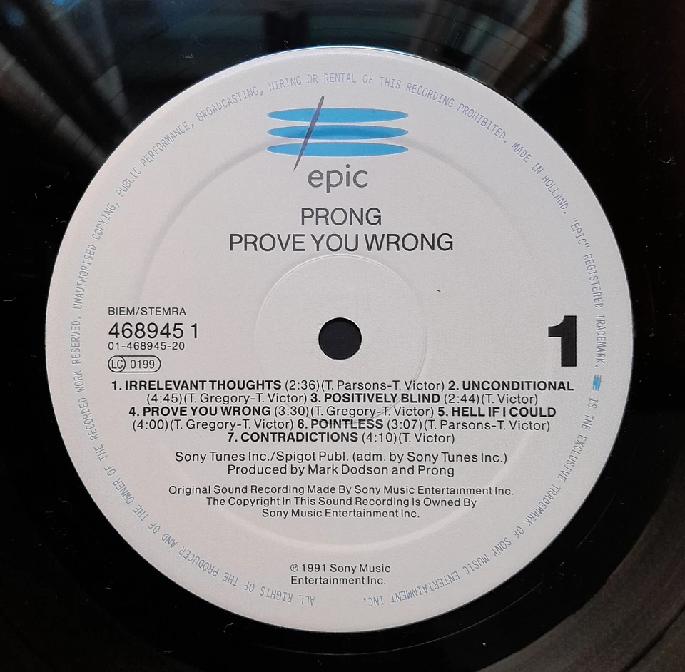 PRONG Prove You Wrong LP +OIS | VG++ | 1991 Thrash Industrial Metal Groove Metal - Bild 3 von 3